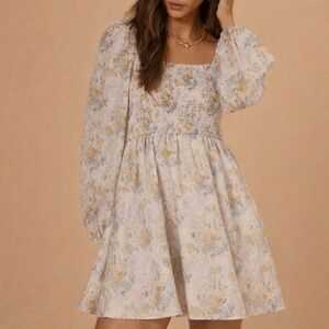 Altar'd State Floral Long Sleeve Dress Rylan Babydoll Dress